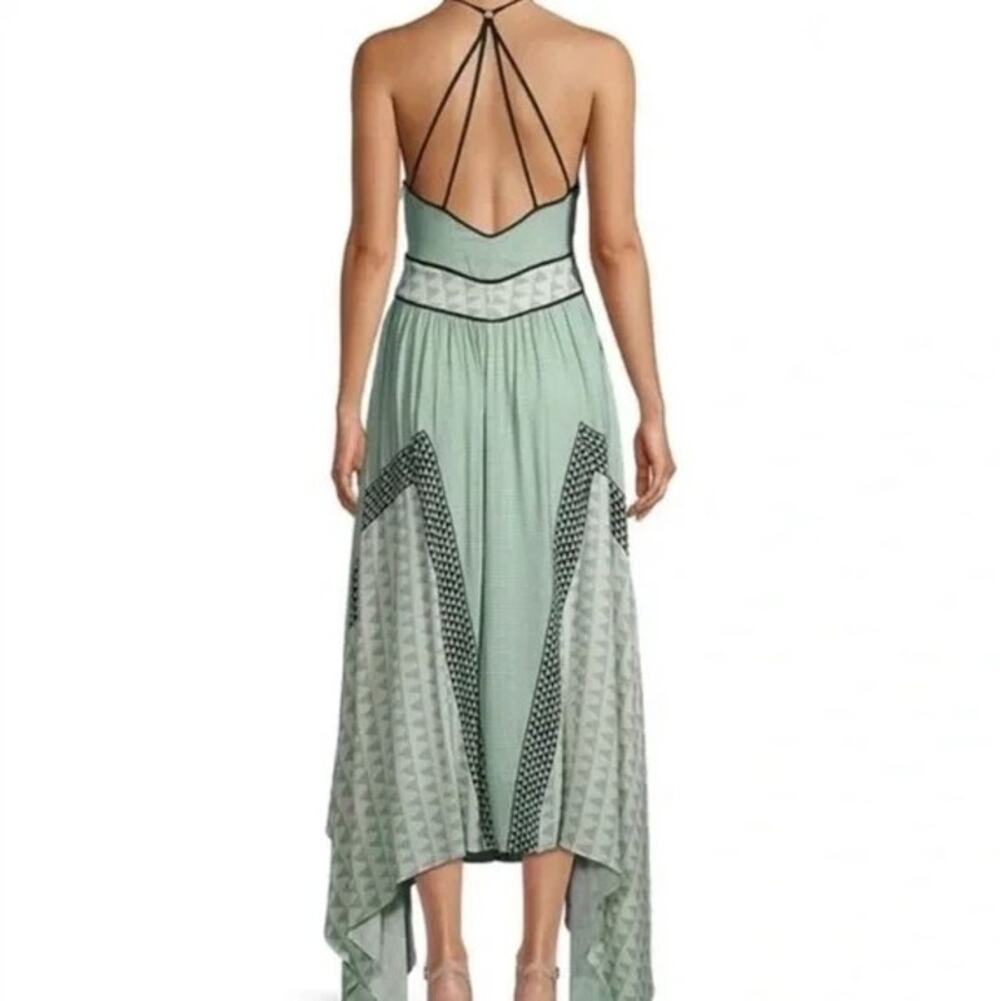 Ramy Brook Printed Taylor Maxi Dress Light Green Mint Print 14 Halter Neck